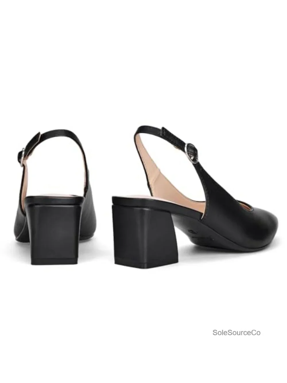 Women's Slingback Block Heel Pumps Closed Toe Chunky Low Heels Office Wedding